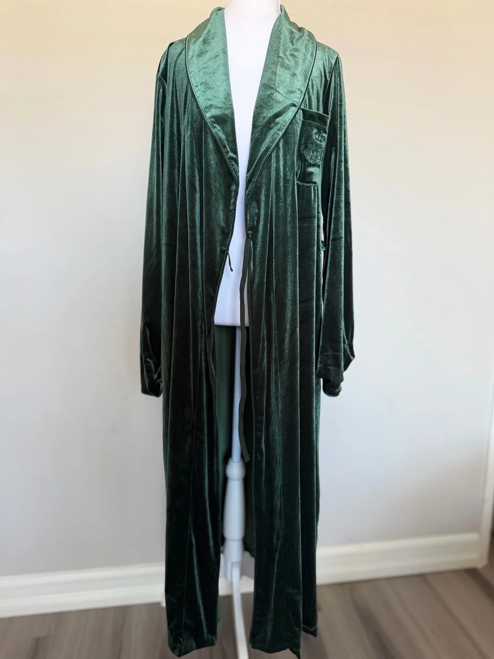 Lauren Ralph Lauren Green Velvet Robe M - Picture 3 of 7